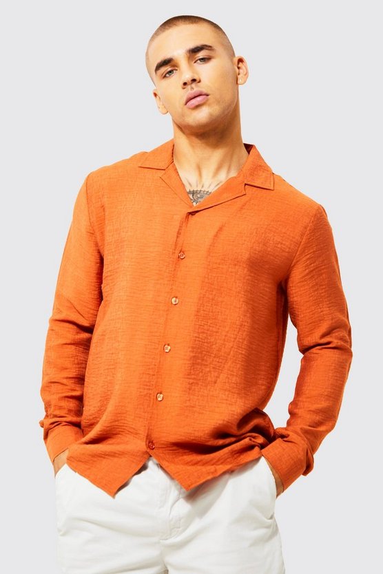 Long Sleeve Revere Textured Shirt 1 Long Sleeve Revere Textured Shirt