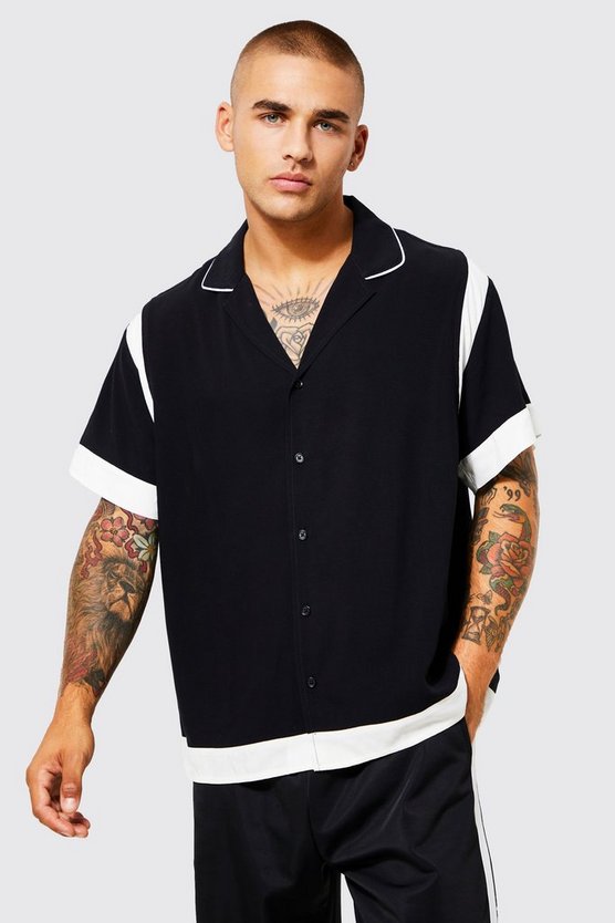Viscose Colourblock Boxy Shirt 1 Viscose Colourblock Boxy Shirt