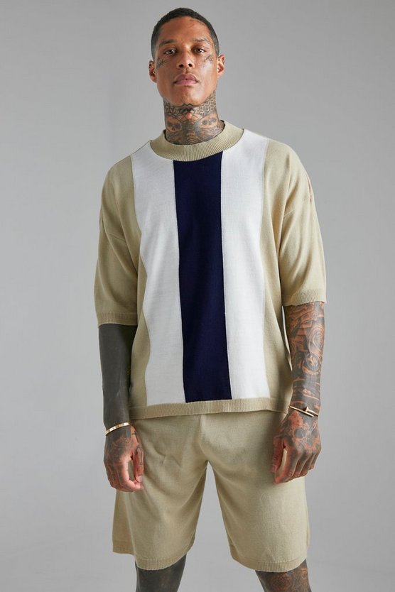 Oversized Colourblock Knitted Tee And Short 1 Oversized Colourblock Knitted Tee And Short