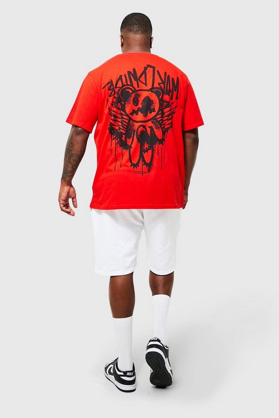 Plus Spliced Teddy Hi-lo T-shirt Short Set 1 Plus Spliced Teddy Hi-lo T-shirt Short Set