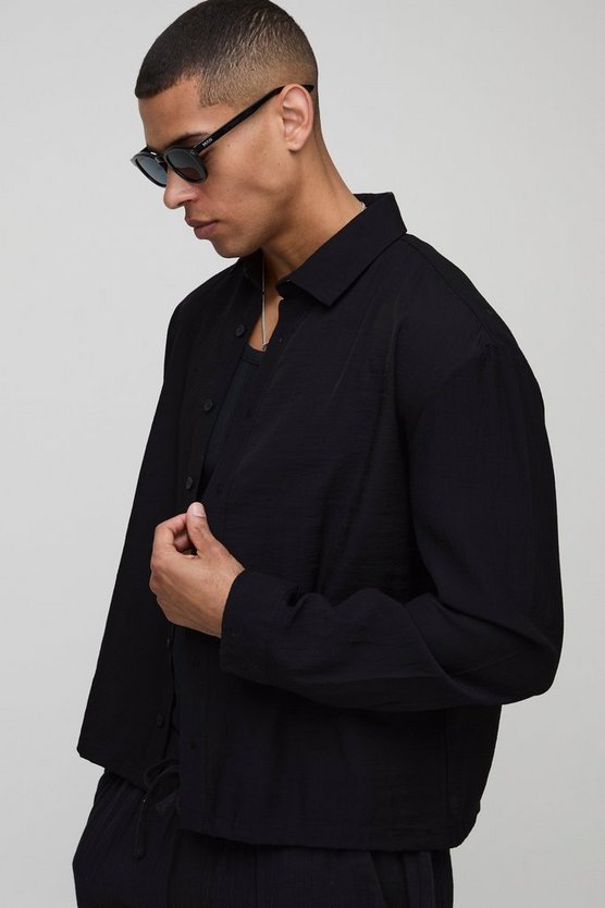 Crinkle Oversized Boxy Long Sleeve Shirt 1 Crinkle Oversized Boxy Long Sleeve Shirt
