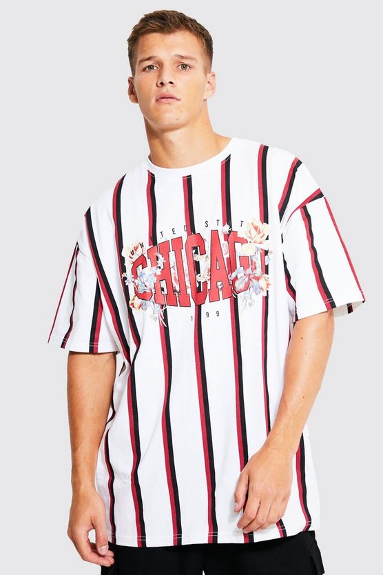 Tall Oversized Varsity Floral Stripe T-shirt 1 Tall Oversized Varsity Floral Stripe T-shirt