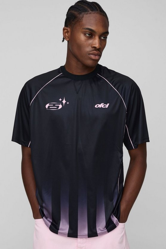 Oversized Ombre Stripe Piping Sports Top