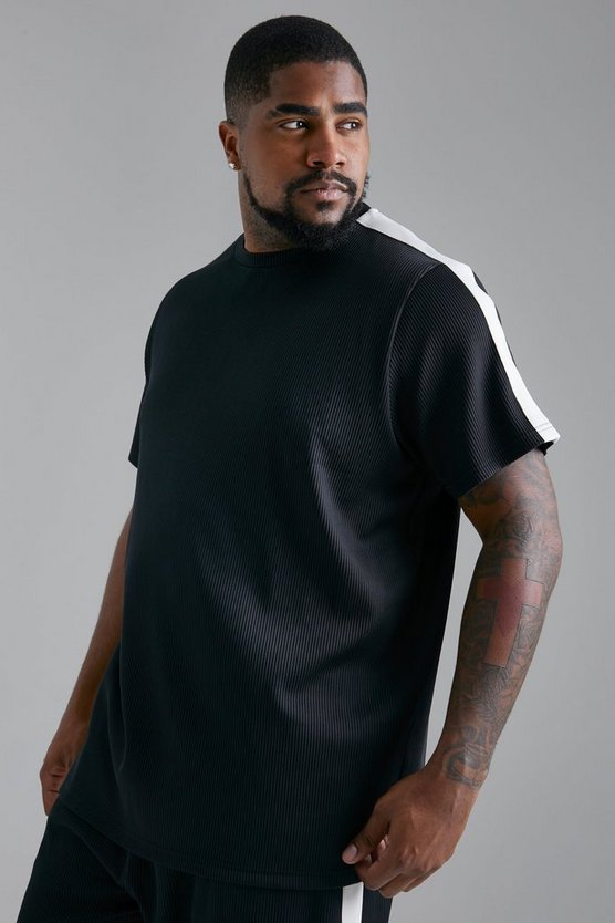 Plus Slim Fit Pleated T-shirt With Tape 1 Plus Slim Fit Pleated T-shirt With Tape