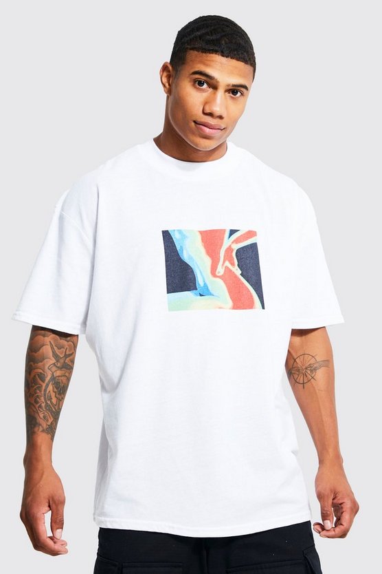 Oversized Extended Neck Heat Graphic T-shirt 1 Oversized Extended Neck Heat Graphic T-shirt