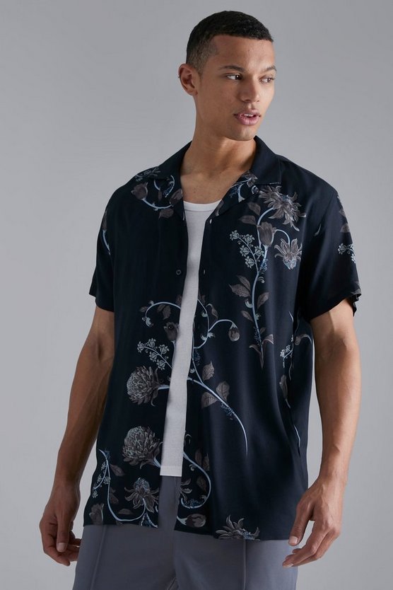 Tall Short Sleeve Floral Viscose Shirt 1 Tall Short Sleeve Floral Viscose Shirt