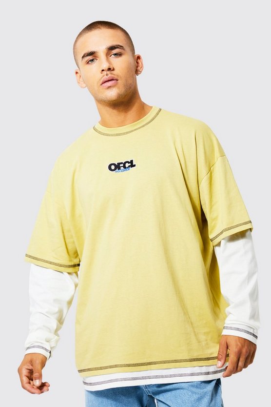 Ofcl Oversized Faux Layer Contrast T-shirt 1 Ofcl Oversized Faux Layer Contrast T-shirt