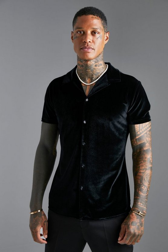 Short Sleeve Velvet Muscle Shirt 1 Short Sleeve Velvet Muscle Shirt