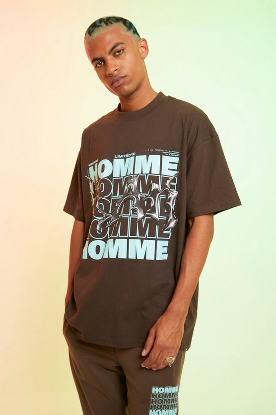 Oversized Extended Neck Homme Graphic T-shirt 1 Oversized Extended Neck Homme Graphic T-shirt