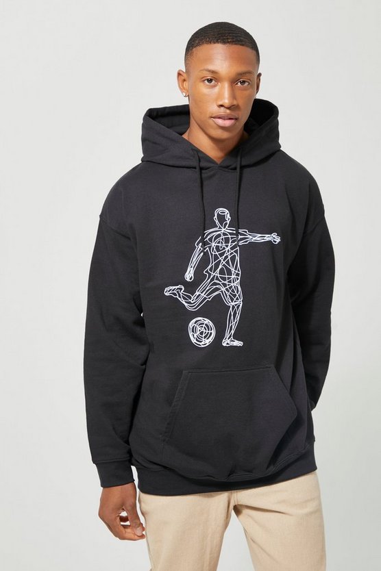 Oversized Football Line Graphic Hoodie 1 Oversized Football Line Graphic Hoodie