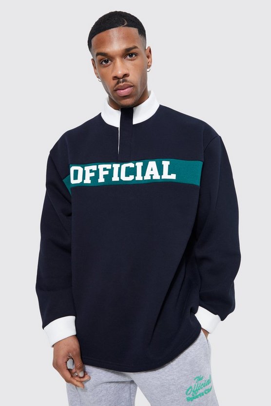 1/4 Zip Varsity Graphic Panneled Sweatshirt