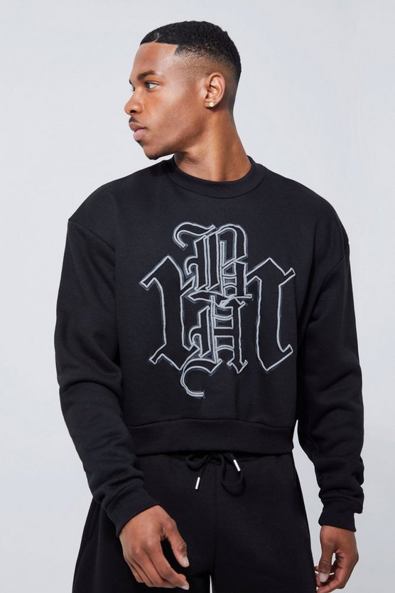 Oversized Cropped Emblem Graphic Sweatshirt 1 Oversized Cropped Emblem Graphic Sweatshirt