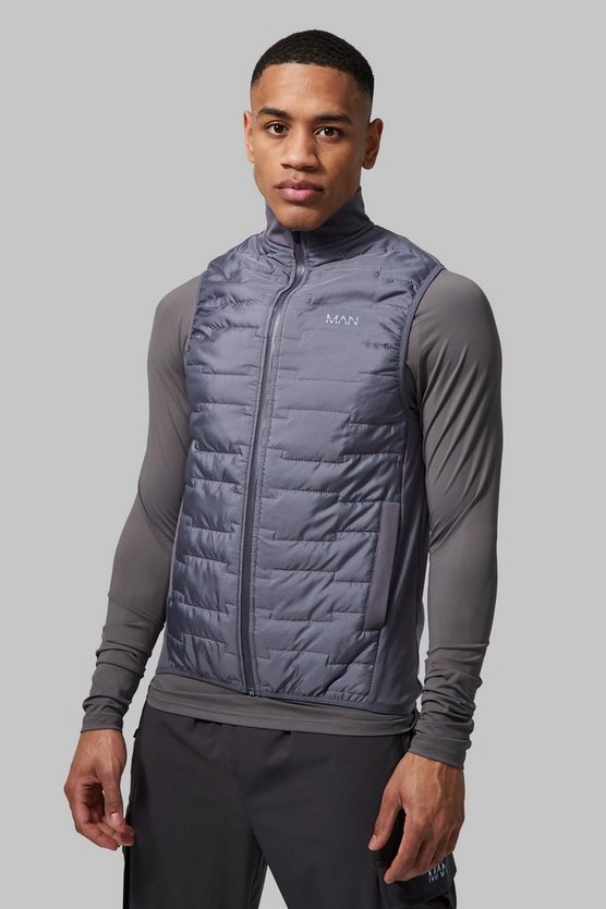 Man Active Geo Block Quilted Body Warmer 1 Man Active Geo Block Quilted Body Warmer