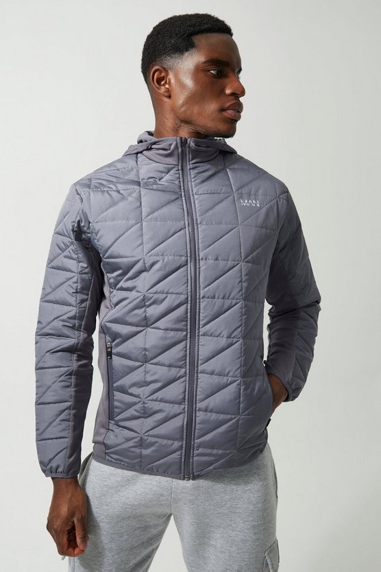 Man Active Hybrid Block Quilted Zip Through Hoodie 1 Man Active Hybrid Block Quilted Zip Through Hoodie