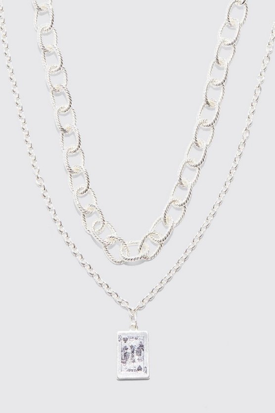 Card Pendant Double Layer Necklace