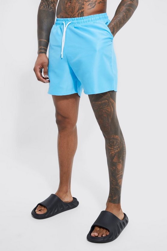 Mid Length Plain Swim Trunks 1 Mid Length Plain Swim Trunks