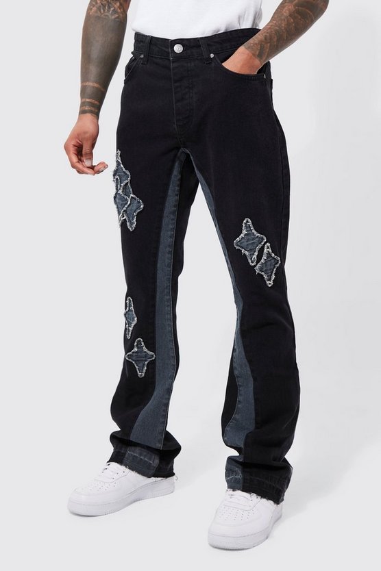 Slim Flare Applique Panel Jeans 1 Slim Flare Applique Panel Jeans