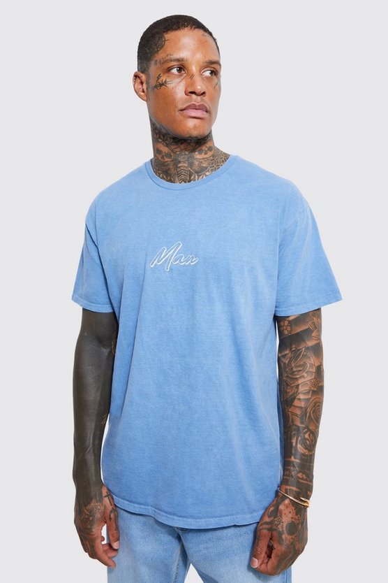 Man Script Oversized Overdyed Marl T-shirt 1 Man Script Oversized Overdyed Marl T-shirt