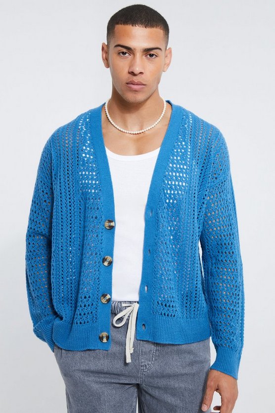 Knitted Dropped Shoulder Boxy Texture Cardigan 1 Knitted Dropped Shoulder Boxy Texture Cardigan