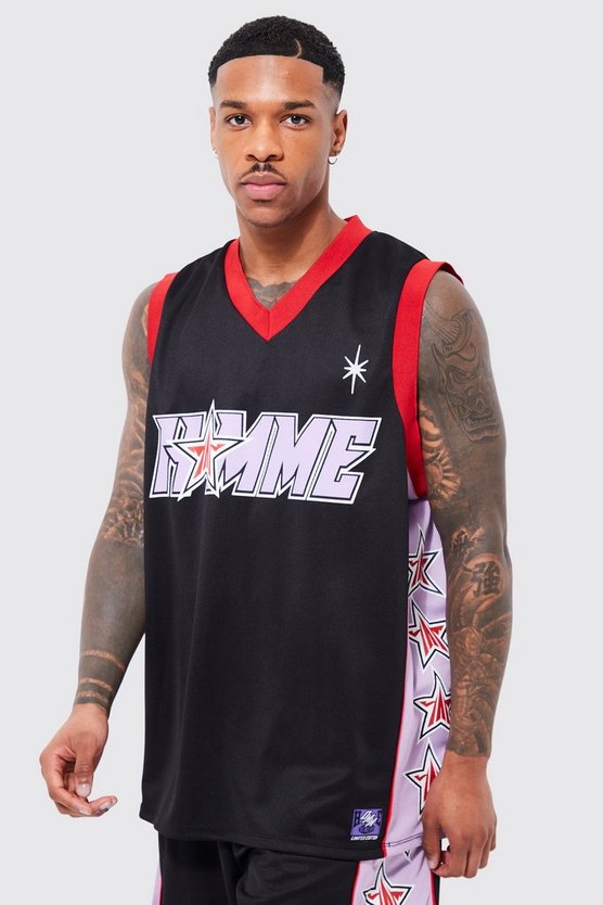 Mesh Homme And Star Print Basketball Vest 1 Mesh Homme And Star Print Basketball Vest