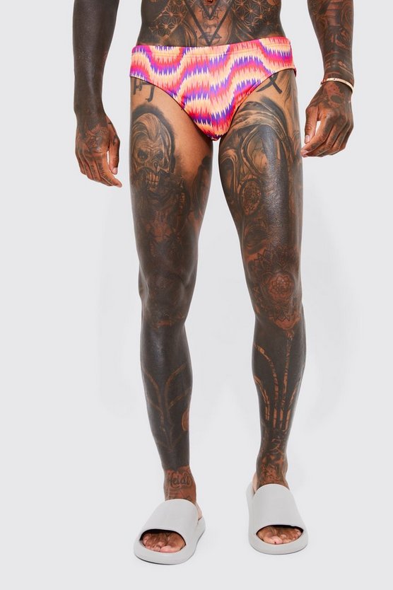 Wavey Print Swim Briefs 1 Wavey Print Swim Briefs