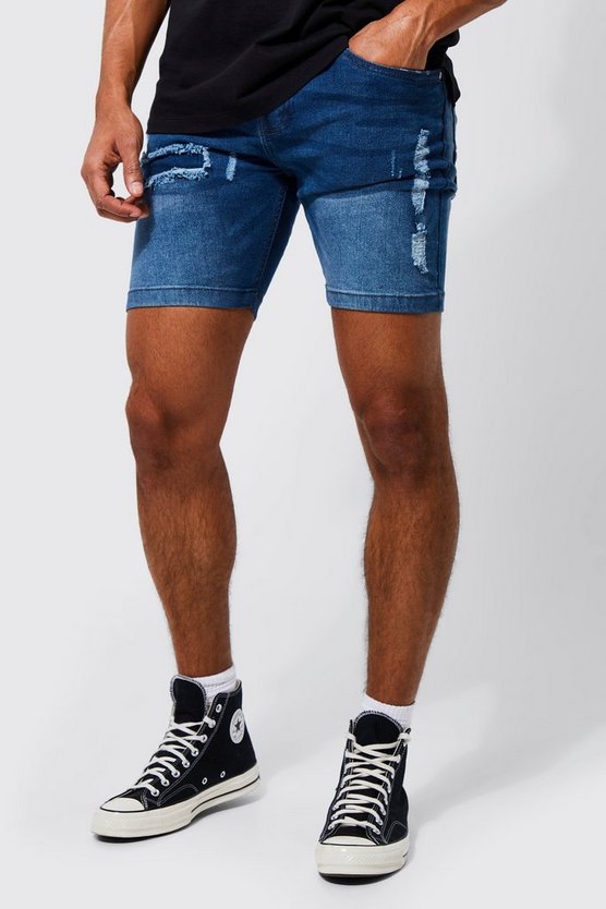 Skinny Stretch Rip And Repair Jean Shorts 1 Skinny Stretch Rip And Repair Jean Shorts