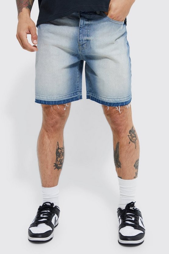 Relaxed Fit Let Down Hem Denim Shorts 1 Relaxed Fit Let Down Hem Denim Shorts