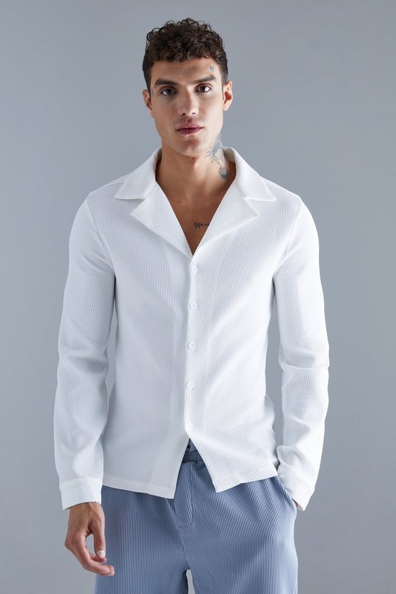 Pleated Muscle Longsleeve Revere Shirt 1 Pleated Muscle Longsleeve Revere Shirt