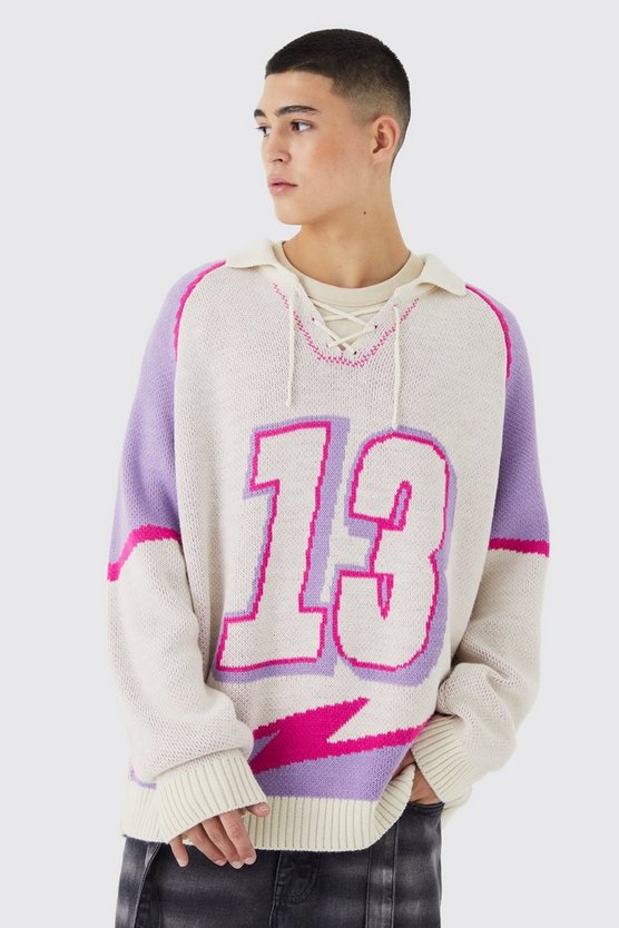 Oversized Lace Up Hockey Sweater 1 Oversized Lace Up Hockey Sweater