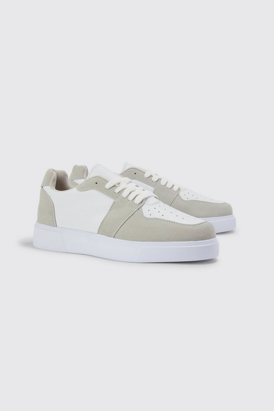 Faux Leather And Faux Suede Panel Sneaker 1 Faux Leather And Faux Suede Panel Sneaker