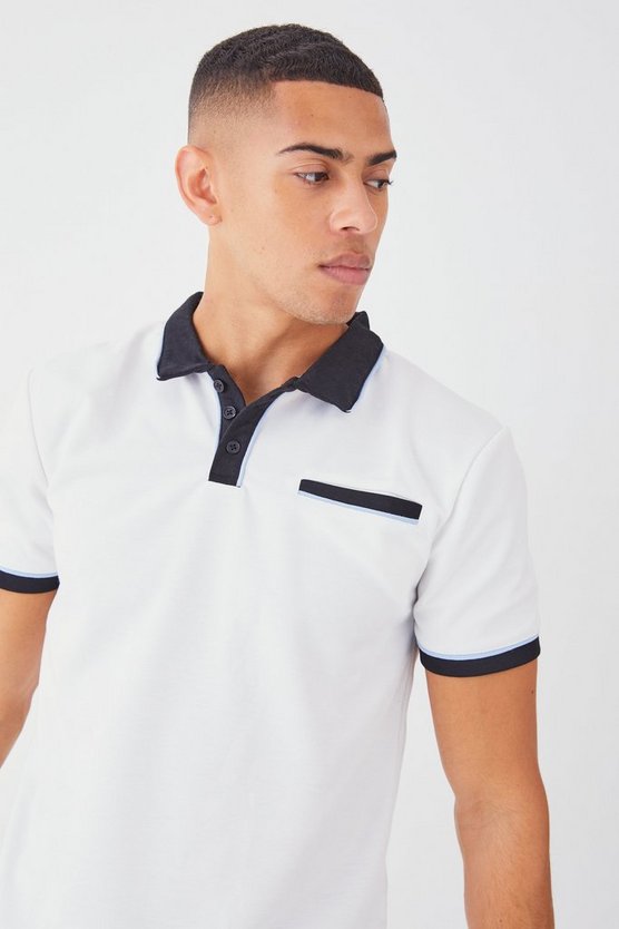 Slim Colour Contrast Collar Interlock Polo 1 Slim Colour Contrast Collar Interlock Polo