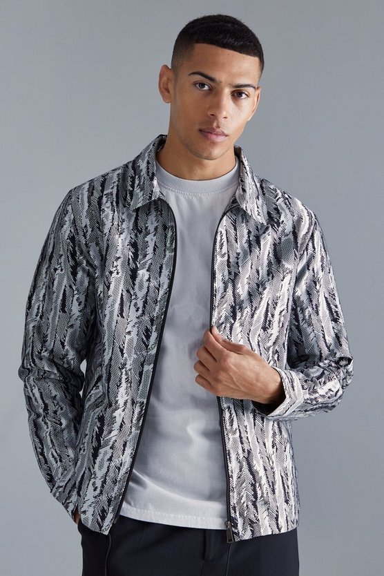 Boxy Toggle Waist Jacquard Overshirt 1 Boxy Toggle Waist Jacquard Overshirt