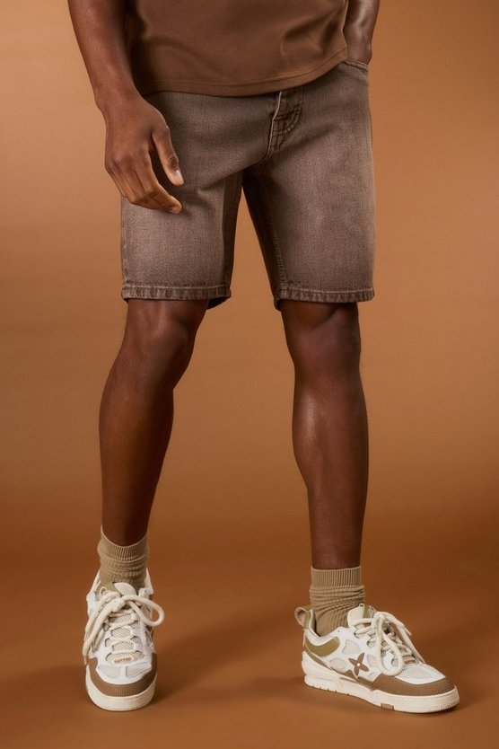 Straight Rigid Dirty Wash Denim Short In Stone 1 Straight Rigid Dirty Wash Denim Short In Stone