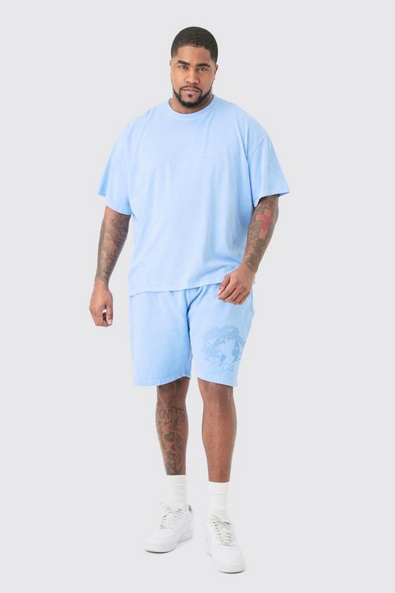 Plus Oversized Dream Worldwide Print T-shirt In Light Blue 1 Plus Oversized Dream Worldwide Print T-shirt In Light Blue