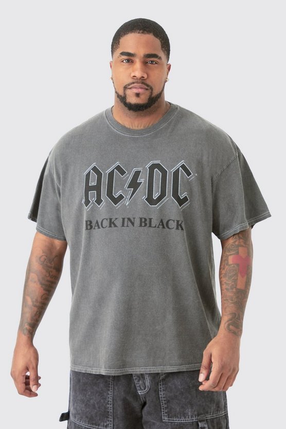Plus Oversize Acdc Acid Wash License T-shirt Grey 1 Plus Oversize Acdc Acid Wash License T-shirt Grey