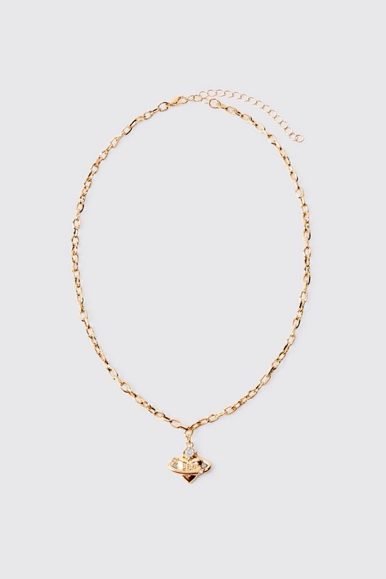 BHM Heart Orbit Pendant Necklace In Gold