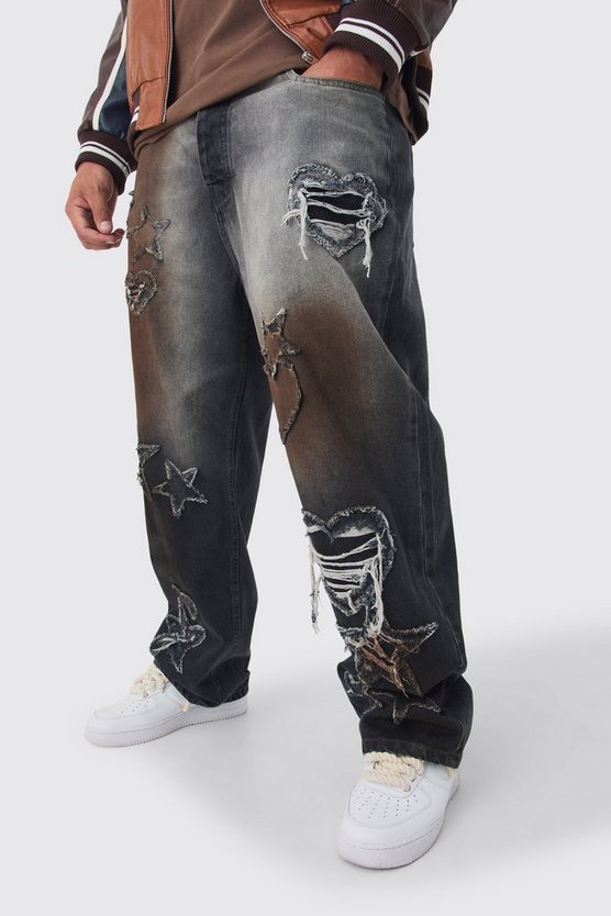 Plus Applique Relaxed Fit Jeans