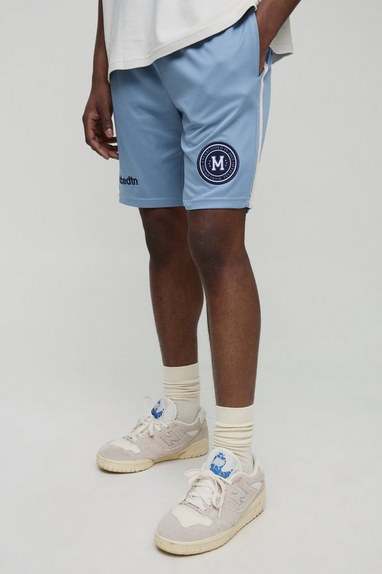 Relaxed Mid Length Embroidered Sports Shorts