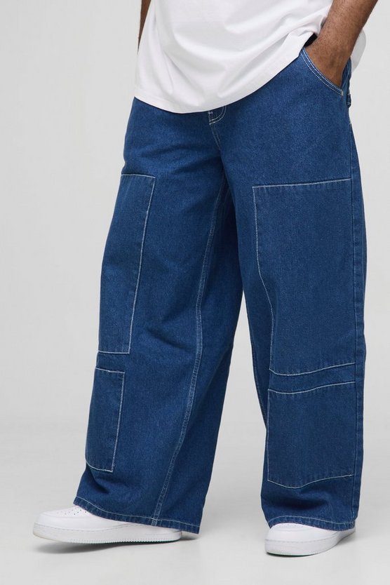 Plus Baggy Carpenter Pocket Denim Jeans