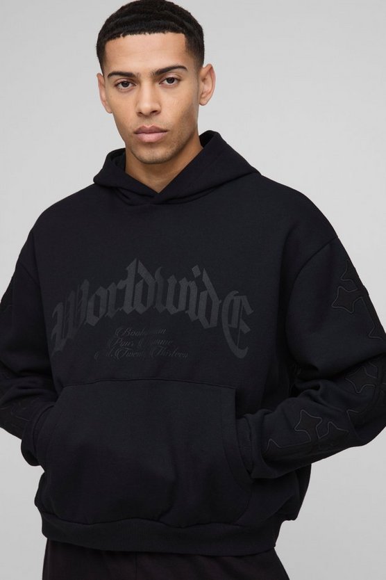 Oversized Boxy Worldwide Cross Applique Hoodie 1 Oversized Boxy Worldwide Cross Applique Hoodie