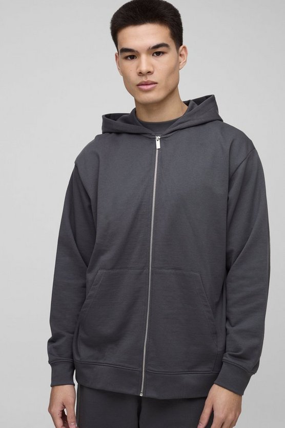 Lightweight Basic Oversized Zip Through Hoodie 1 Lightweight Basic Oversized Zip Through Hoodie