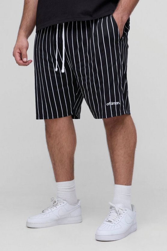Plus Relaxed Jersey OFCL Embroidered Stripe Airtex Shorts 1 Plus Relaxed Jersey OFCL Embroidered Stripe Airtex Shorts