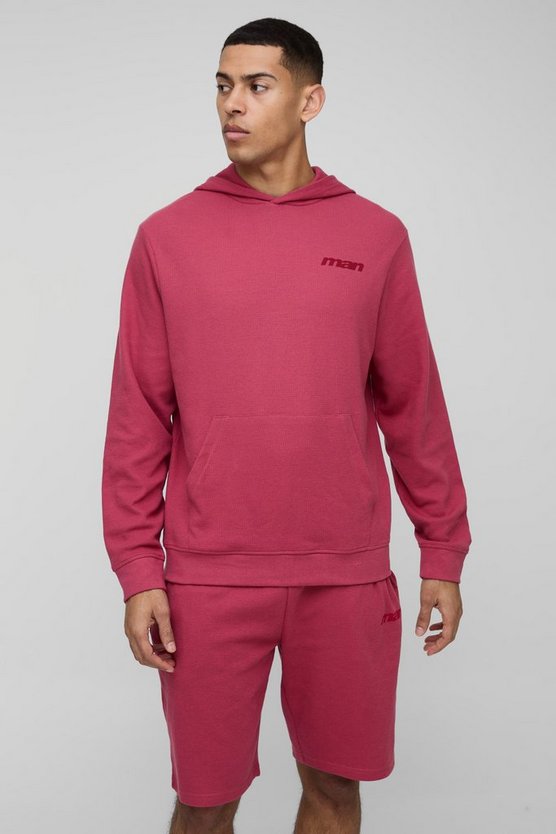 Regular Fit Waffle MAN Varsity Hoodie 1 Regular Fit Waffle MAN Varsity Hoodie