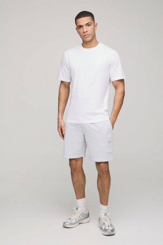 Regular Fit Basic Cargo T-Shirt and Short Set 1 Regular Fit Basic Cargo T-Shirt and Short Set