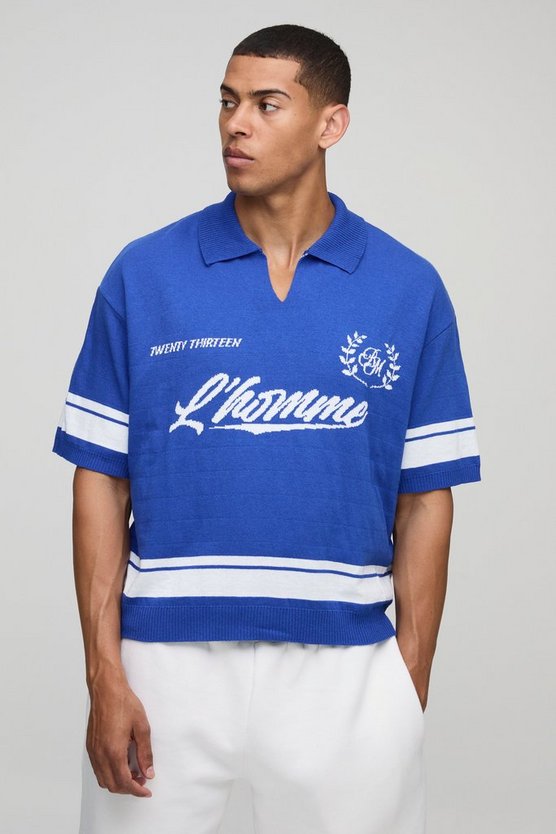Homme Oversized Boxy Moto Jacquard Knitted Polo 1 Homme Oversized Boxy Moto Jacquard Knitted Polo