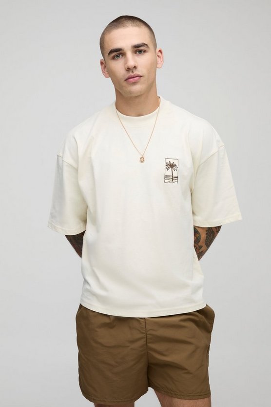 Oversized Palm Tree Embroidered T-Shirt 1 Oversized Palm Tree Embroidered T-Shirt