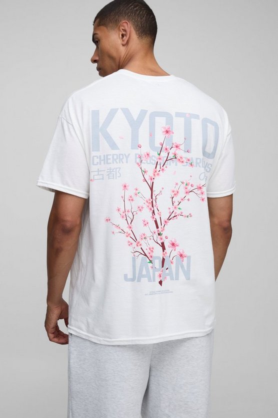 White Oversized Japan Cherry Blossom Graphic T Shirt 1 White Oversized Japan Cherry Blossom Graphic T Shirt