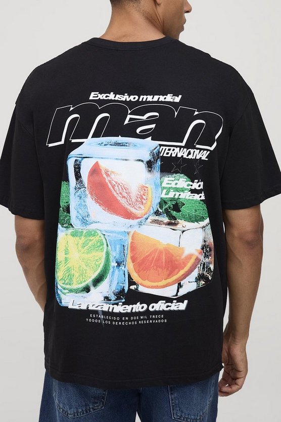 Black Oversized Iced Fruit Printed T-shirt 1 Black Oversized Iced Fruit Printed T-shirt