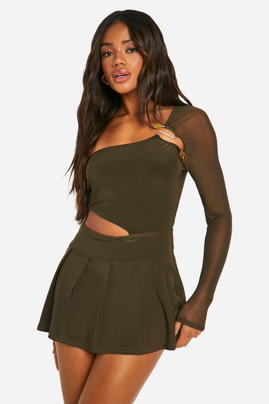 Slinky Cut Out Asymmetric Skort Playsuit 