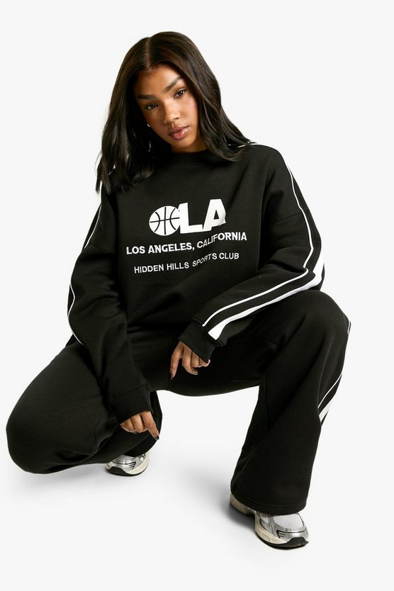 LA Basketball Side Striped Oversized Sweatshirt 1 LA Basketball Side Striped Oversized Sweatshirt